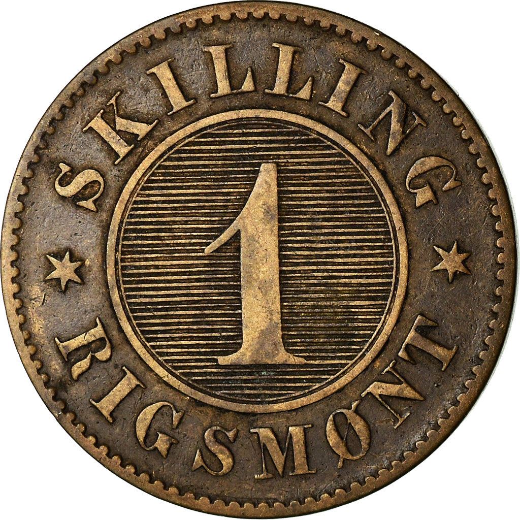 Denmark | 1 Skilling Rigsmont Coin | Bronze | KM:763 | 1856-1863