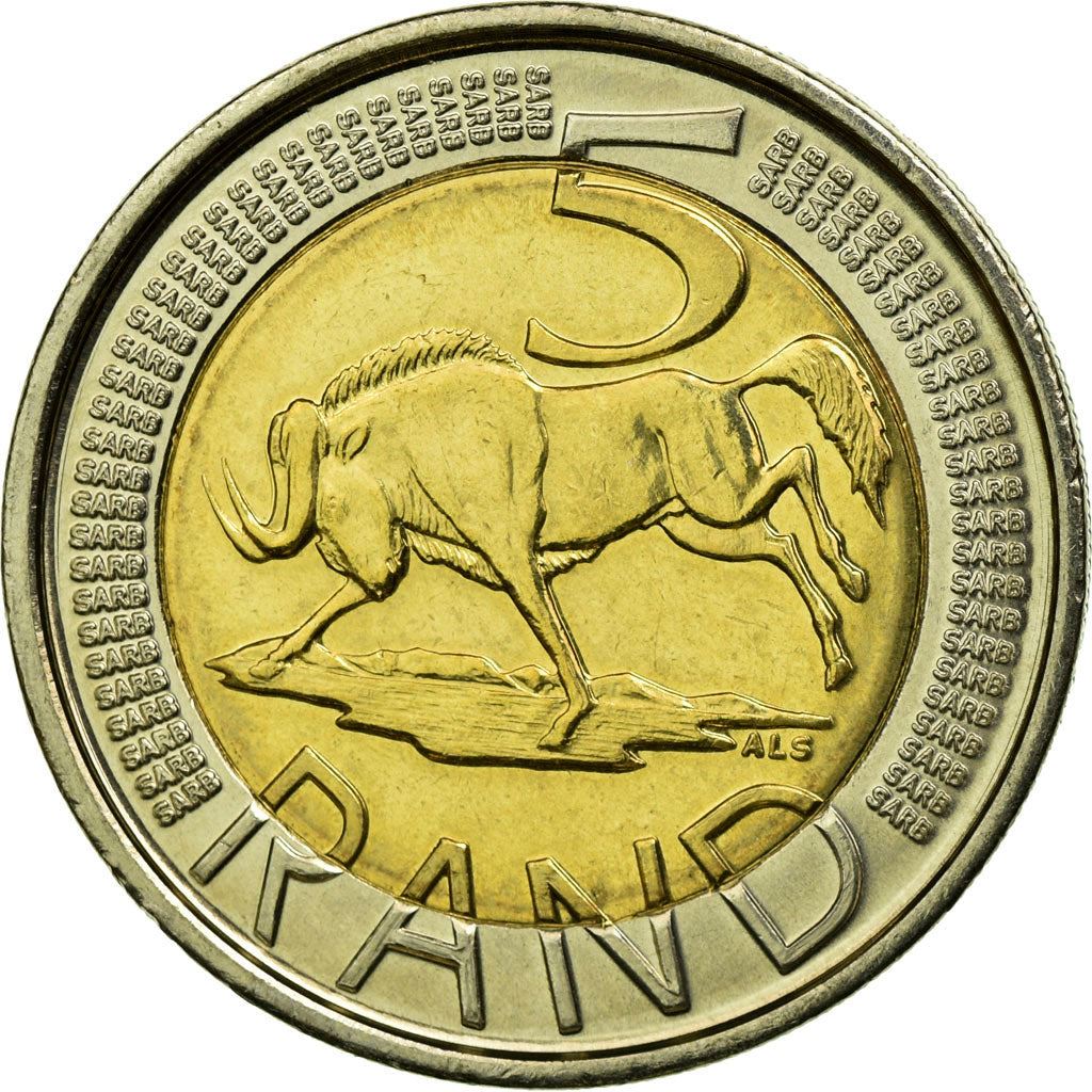 South Africa | 5 Rand Coin | Animals | Wildebeest | Gnu | Km:446 | 2008
