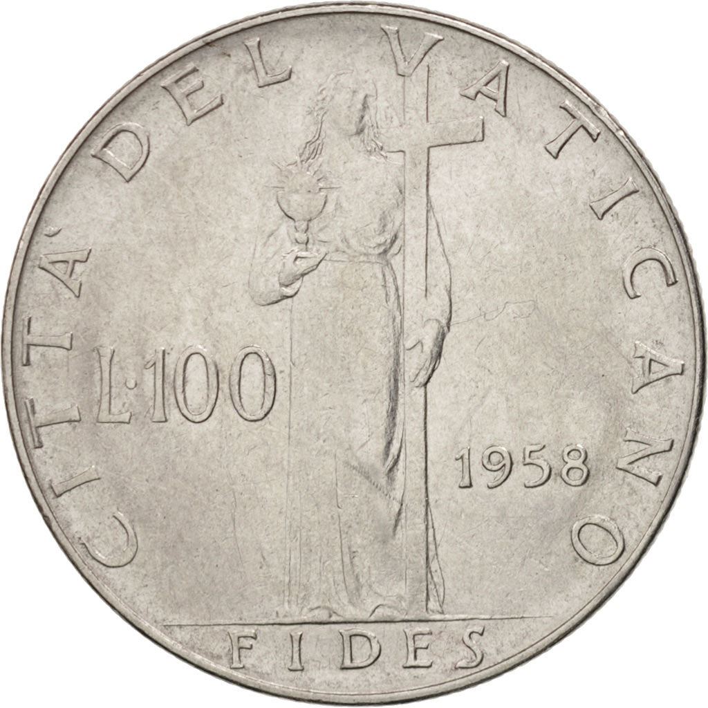 Vatican City | 100 Lire Coin | Pius XII | Km:55 | 1955 - 1958