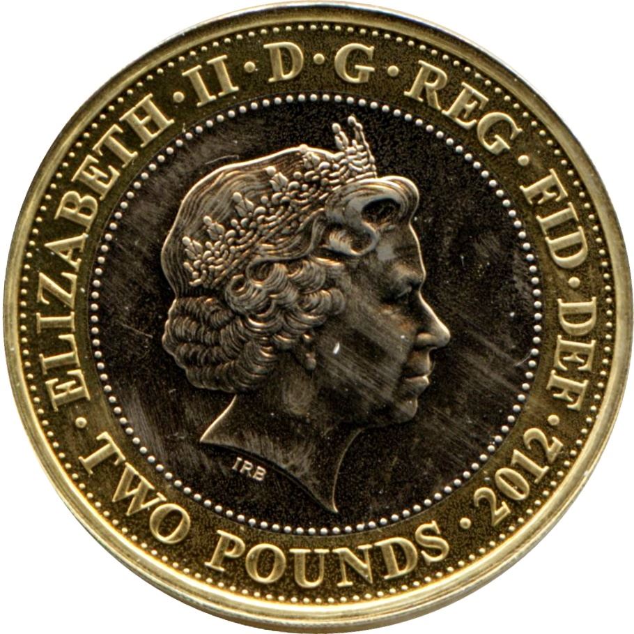 United Kingdom 2 Pounds Coin | Elizabeth II 4th portrait | Charles Dickens | 2012
