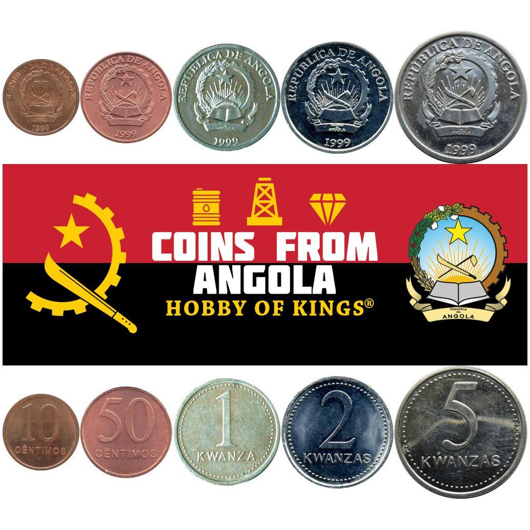 Angola | 5 Coin Set | 10 50 Centimos 1 Kwanza 2 5 Kwanzas | 1999