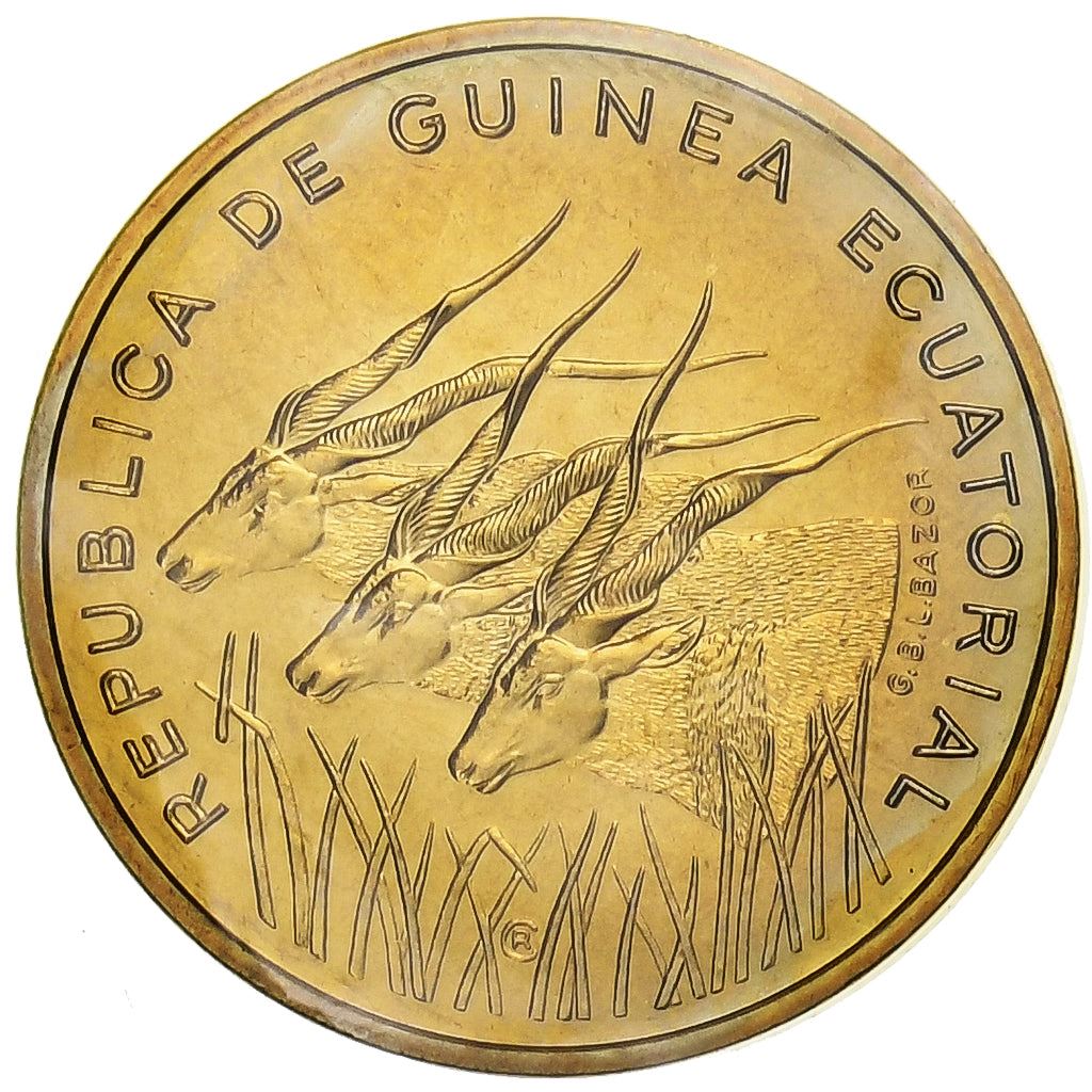 Equatorial Guinea | 5 Francos Cfa Coin | Giant Elands | Km:62 | 1985