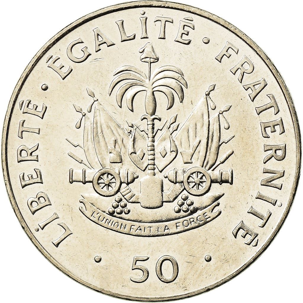 Haiti | 50 Centimes Coin | Charlemagne Peralte | Cannon | Km:153A | 1995 - 2013