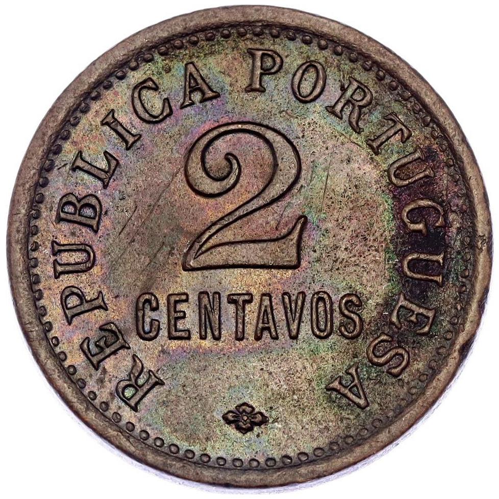 Angola | 2 Centavos Coin | Shield | KM:61 | 1921