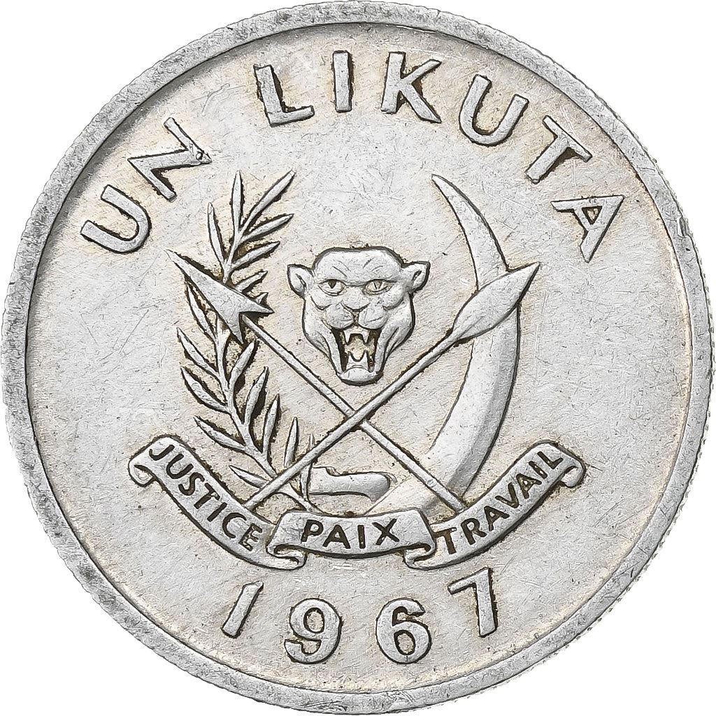 Congo-Leopoldville | 1 Likuta Coin | Coat of Arms | Km:8 | 1966 - 1969