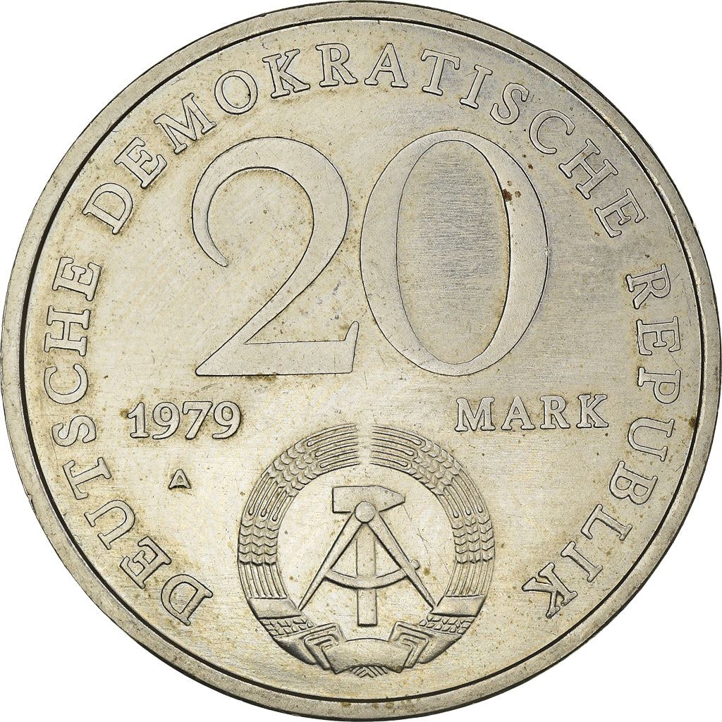 German Democratic Republic | 20 Mark Coin | Workers | Factory | KM75 | 1979