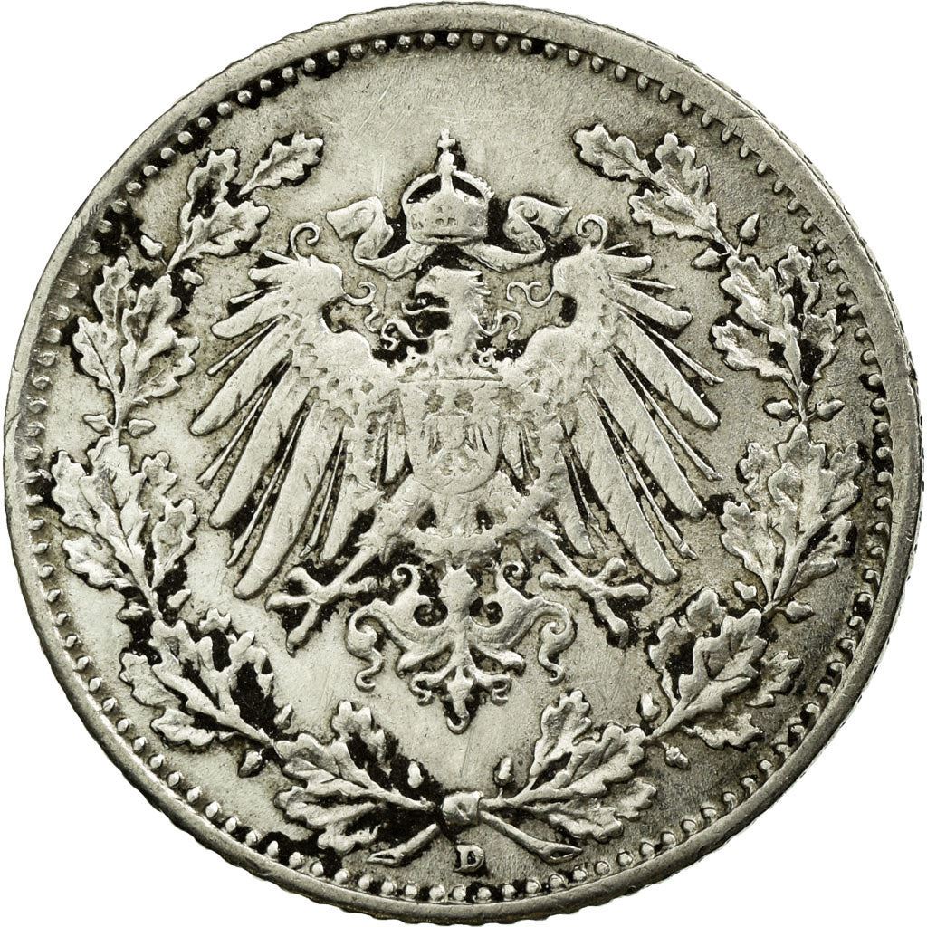 German Empire 1/2 Mark Coin | Deutsches Reich | Wilhelm II | Type 2 | KM17 | 1905 - 1919