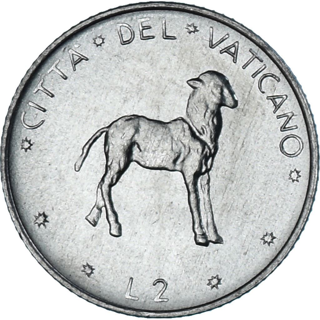 Vatican City | 2 Lire Coin | Lamb | Km:117 | 1970 - 1977