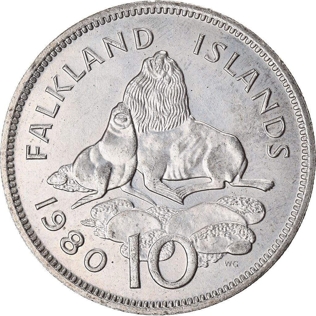 Falklandsöarna | 10 Pence Mynt | Sälar | Km:5.1 | 1974 - 1992