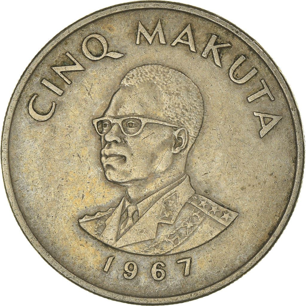 Congo-Leopoldville | 5 Makuta Coin | Mobutu Sese Seko | Km:9 | 1966 - 1977