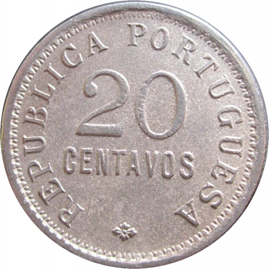 Angola | 20 Centavos Coin | Libertine | KM:64 | 1921 - 1922