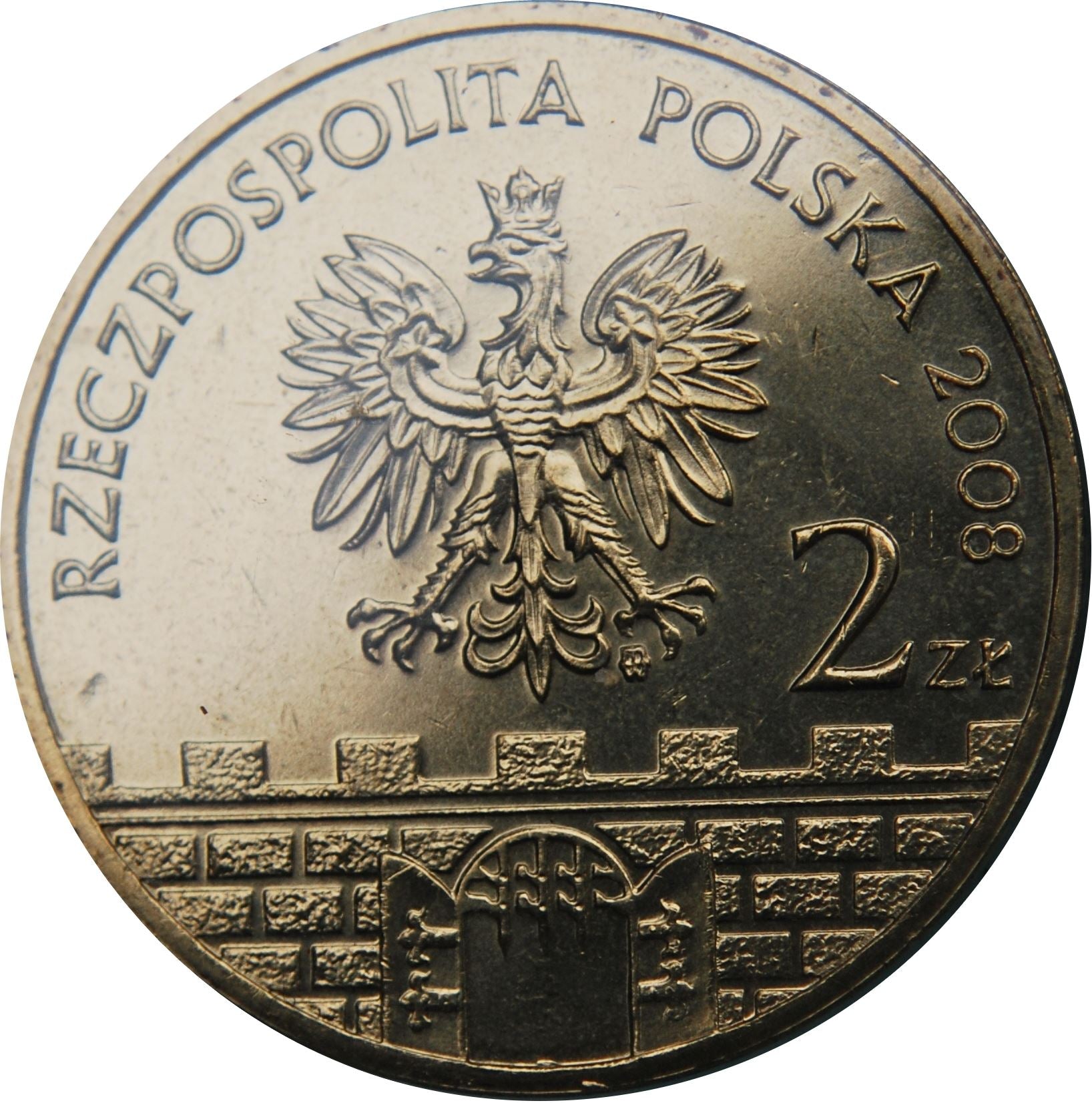 Poland | 2 Z?ote | ?owicz | Town Hall | Eagle | KM630 | 2008