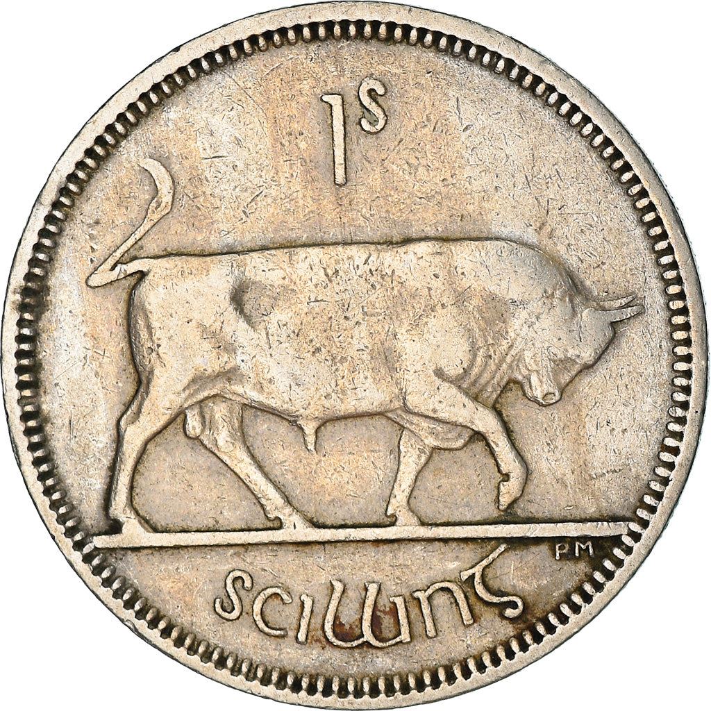 Ireland Coin Irish 1 Scilling | Celtic Harp | Bull | KM14a | 1951 - 1968
