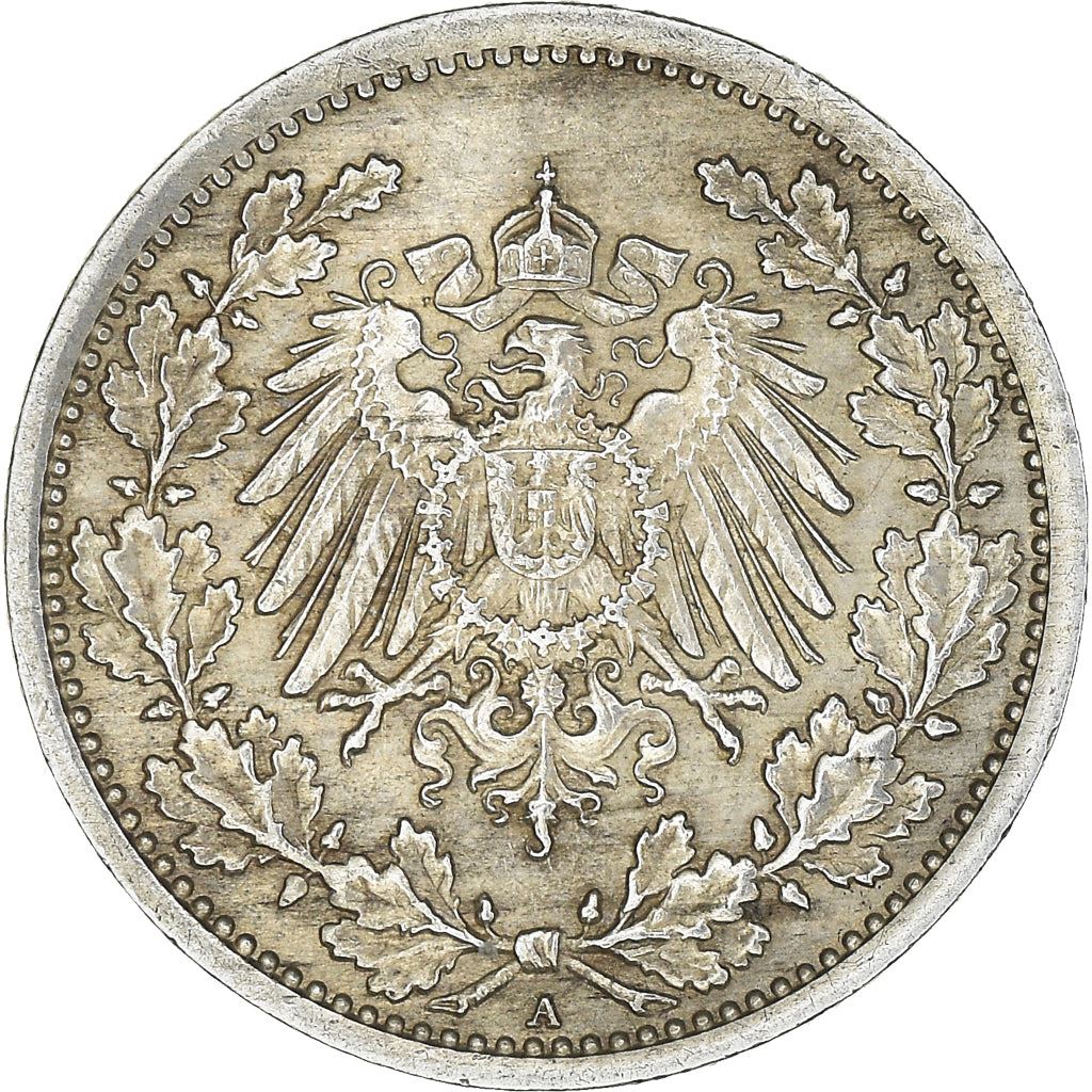 German Empire 1/2 Mark Coin | Deutsches Reich | Wilhelm II | Type 2 | KM17 | 1905 - 1919