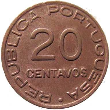 Mozambique | 20 Centavos Coin | Bundle of Arrows | KM:71 | 1941