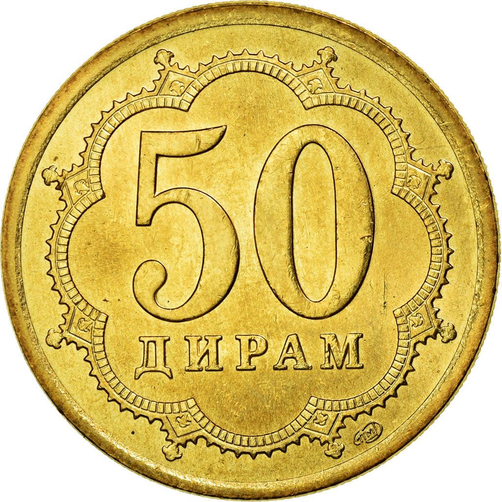 Tajikistan | 50 Diram Coin | Crown | Stars | Large Value | Km:6.2 | 2006