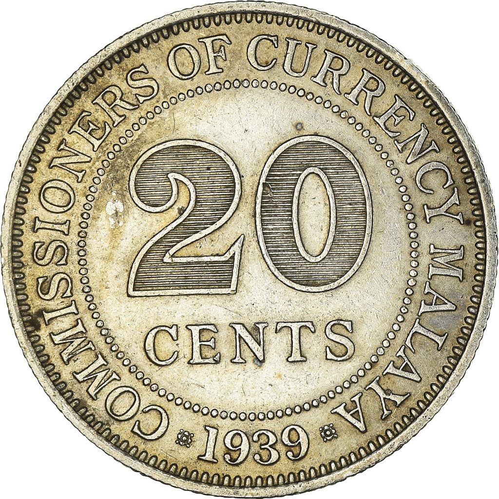 Malaya | 20 Cents Coin | George VI | Km:5 | 1939