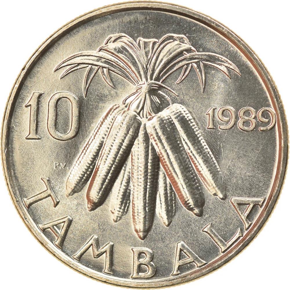 Malawi Coin Malawian 10 Tambala | President Hastings Banda | Corn | KM10.2a | 1989