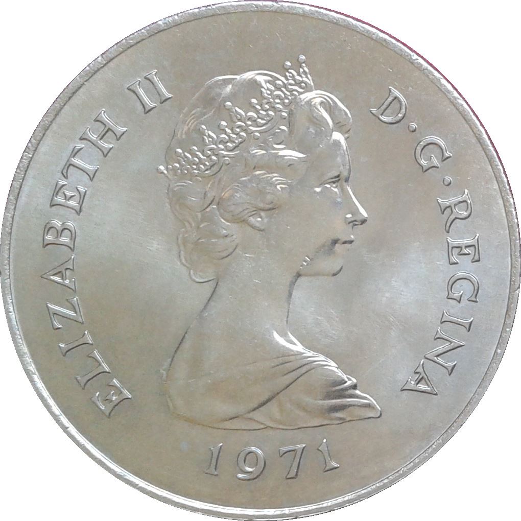 Gibraltar 25 New Pence Coin | Queen Elizabeth II | KM5 | 1971