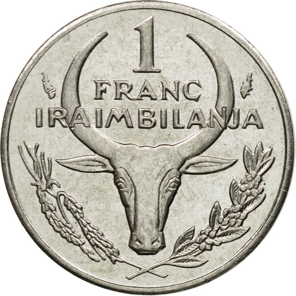Madagascar | 1 Franc Coin | Zebu | Flower | Km:8 | 1965 - 2002