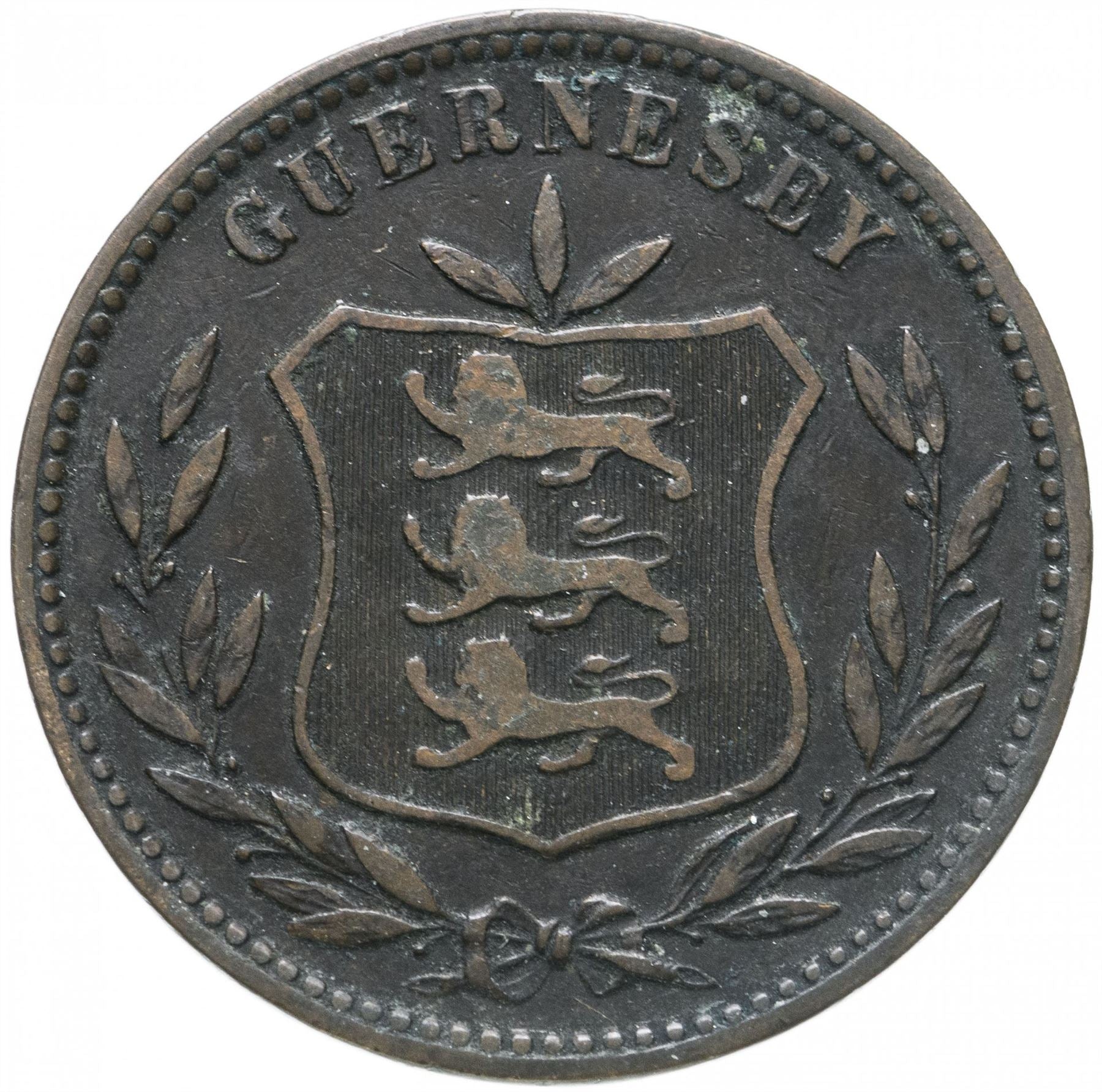 Guernsey 8 Doubles Coin | KM7 | 1864 - 1911