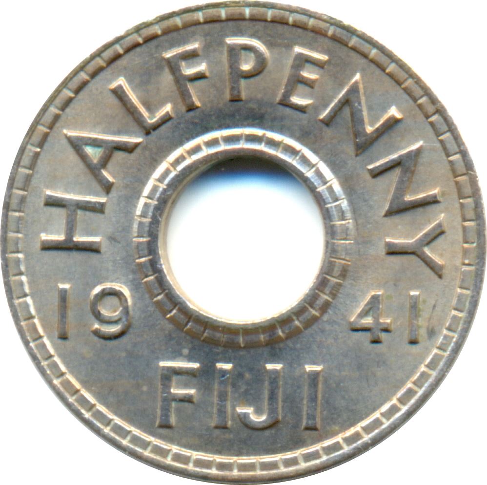 Fiji | 1/2 Penny Coin | Crown | KM:14 | 1940 - 1941