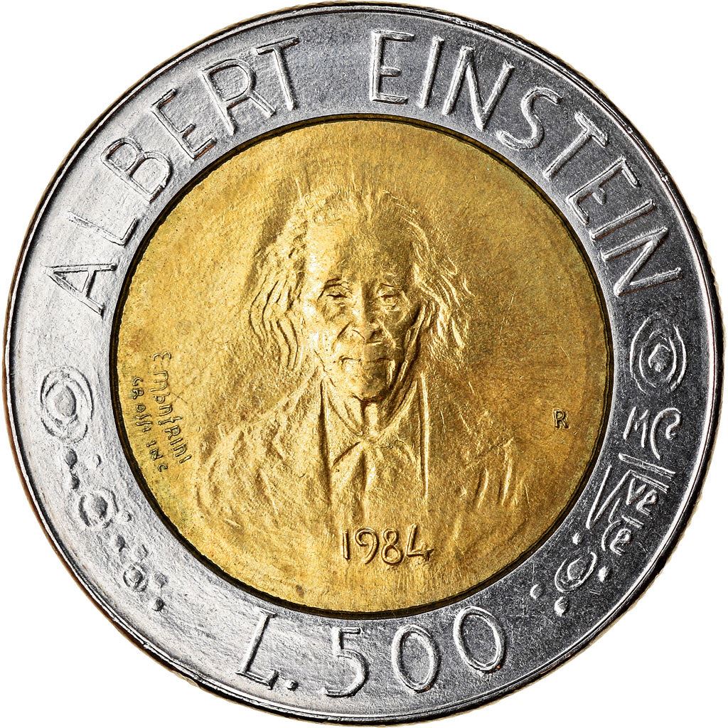San Marino | 500 Lire Coin | Albert Einstein | Km:167 | 1984