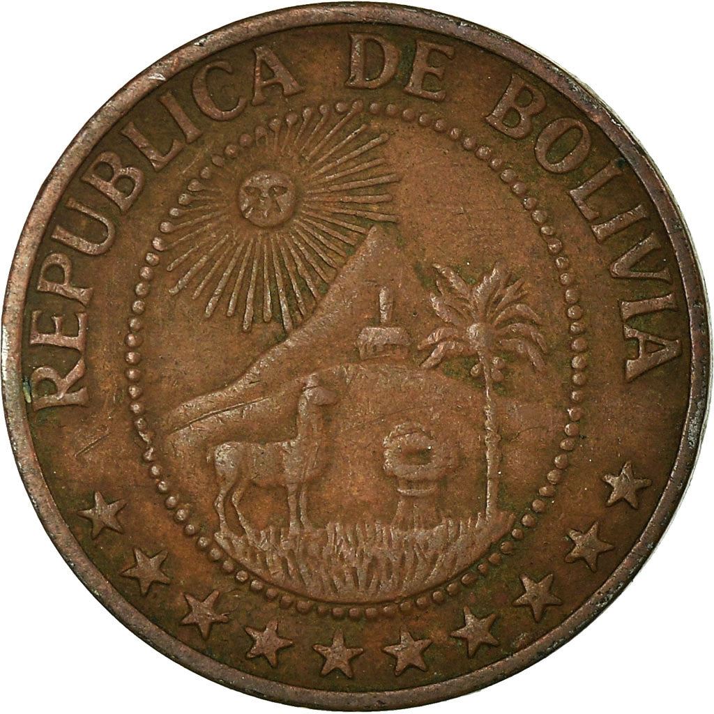 Bolivia | 5 centavos | kobberbelagt stål | Våbenskjold | KM:187 | 1965-1970