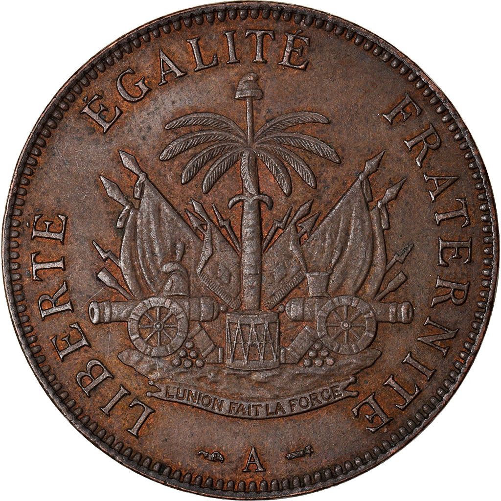 Haiti | 2 Centimes Coin | Palm Tree | Cannon | Km:49 | 1886 - 1894