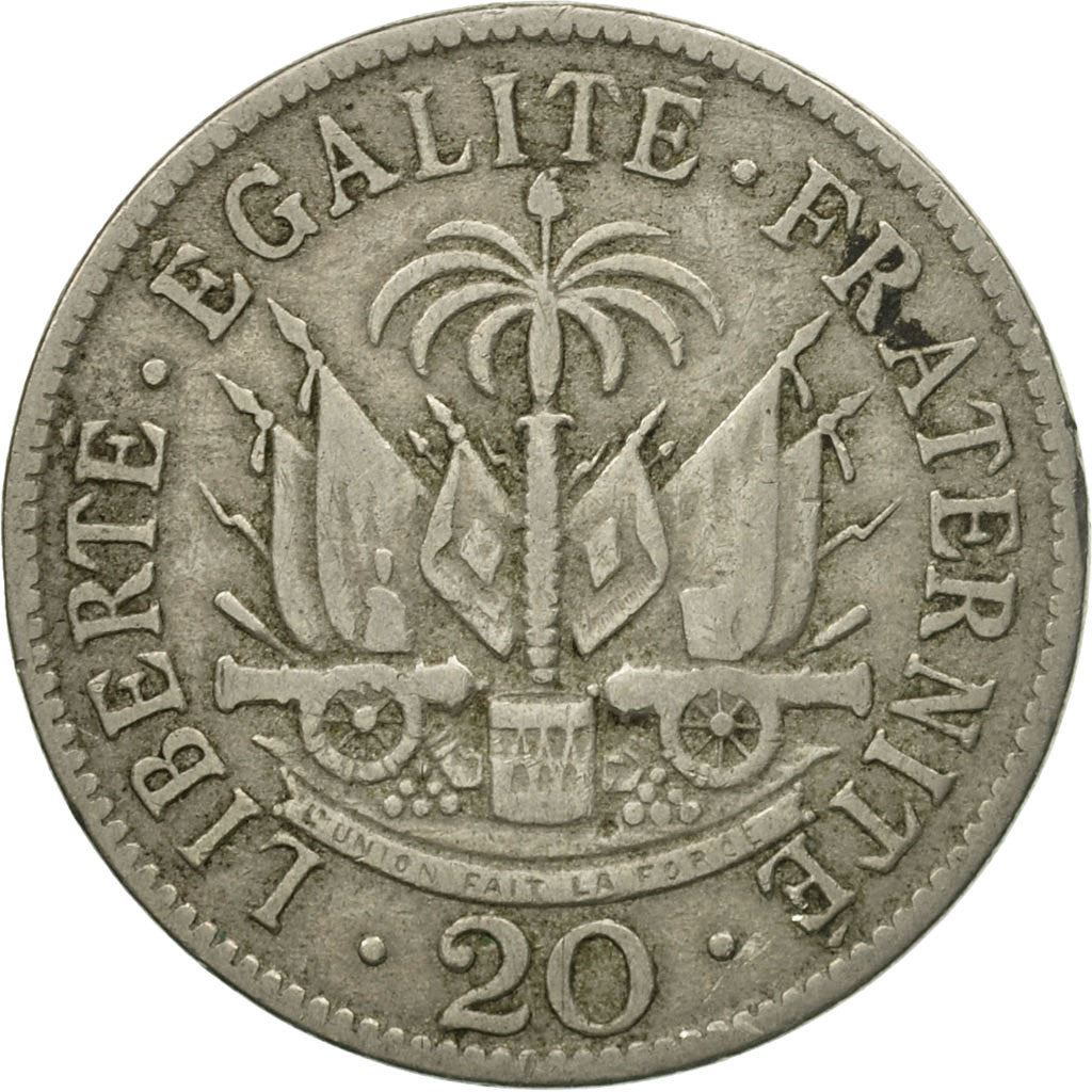 Haiti | 20 Centimes Coin | General Pierre Nord-Alexis | Cannon | Km:55 | 1907 - 1908