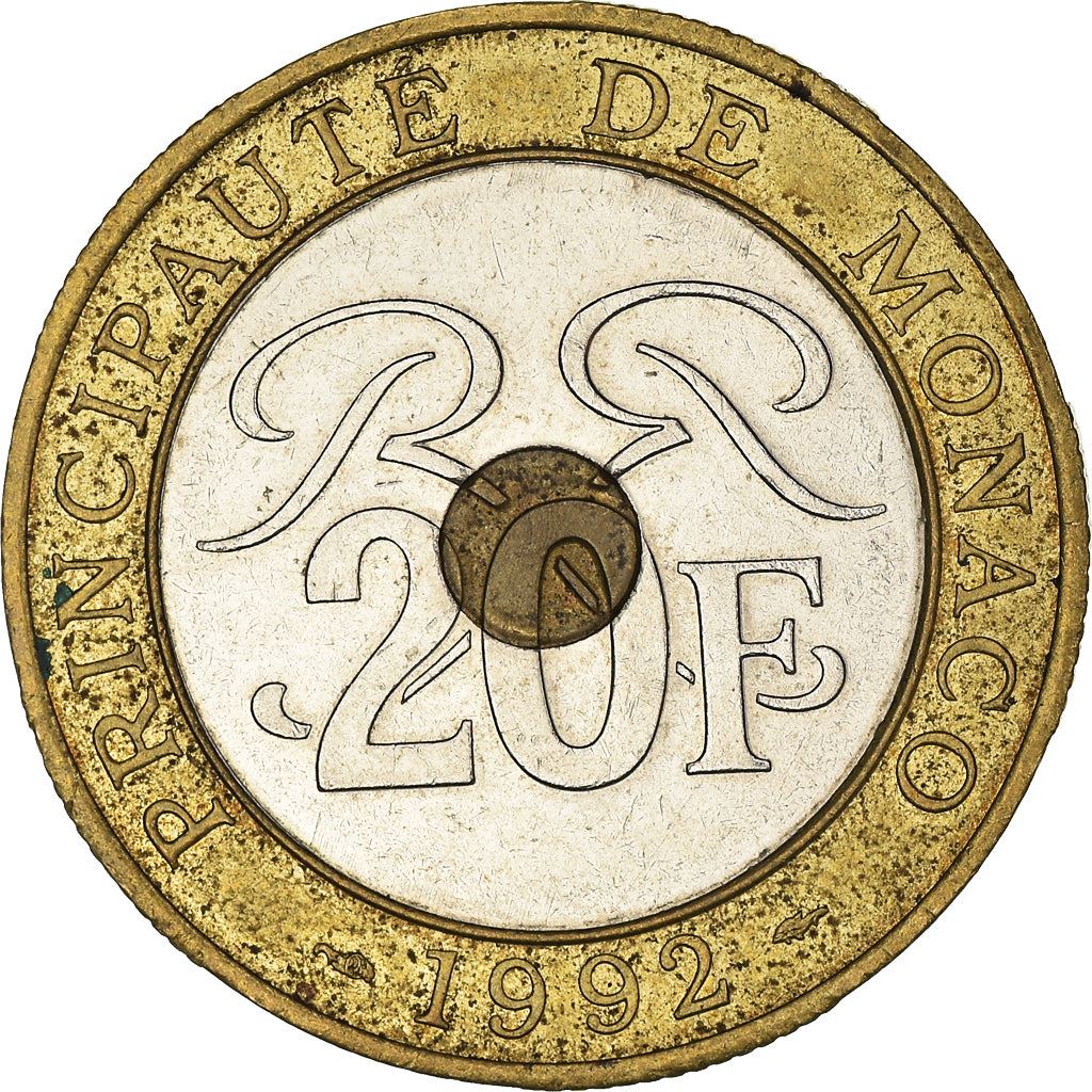 Monaco | 20 Francs Coin | Trimetallic | Palace | KM:165 | 1992-1997