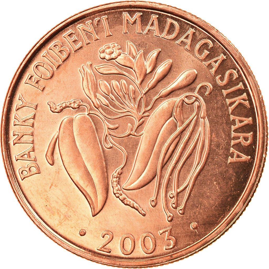 Madagascar | 2 Ariary Coin | Vanilla | Zebu | Km:30 | 2003