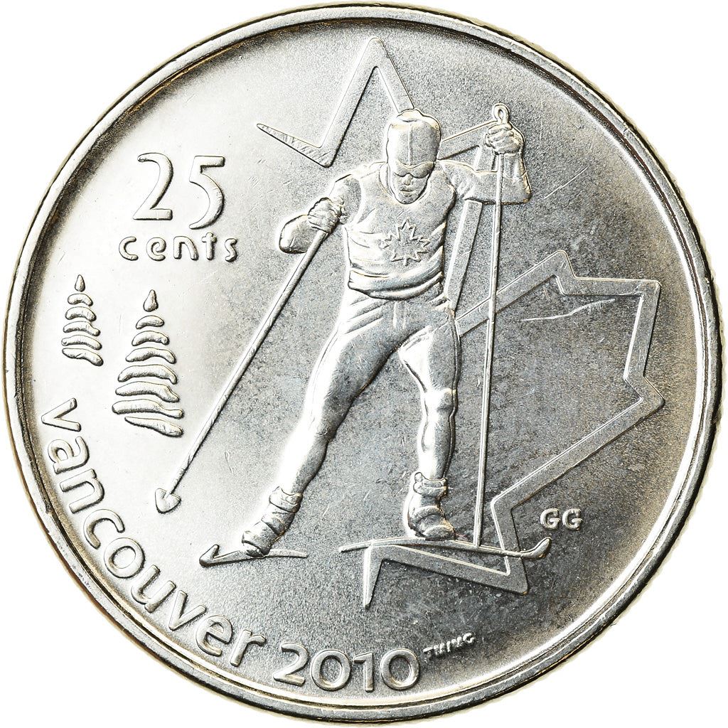 Canada | 25 Cents Coin | Nickel plated steel | Cross Country Skiing | KM:840 | 2009