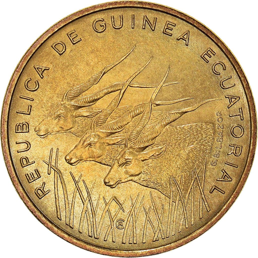 Equatorial Guinea | 5 Francos Cfa Coin | Giant Elands | Km:62 | 1985