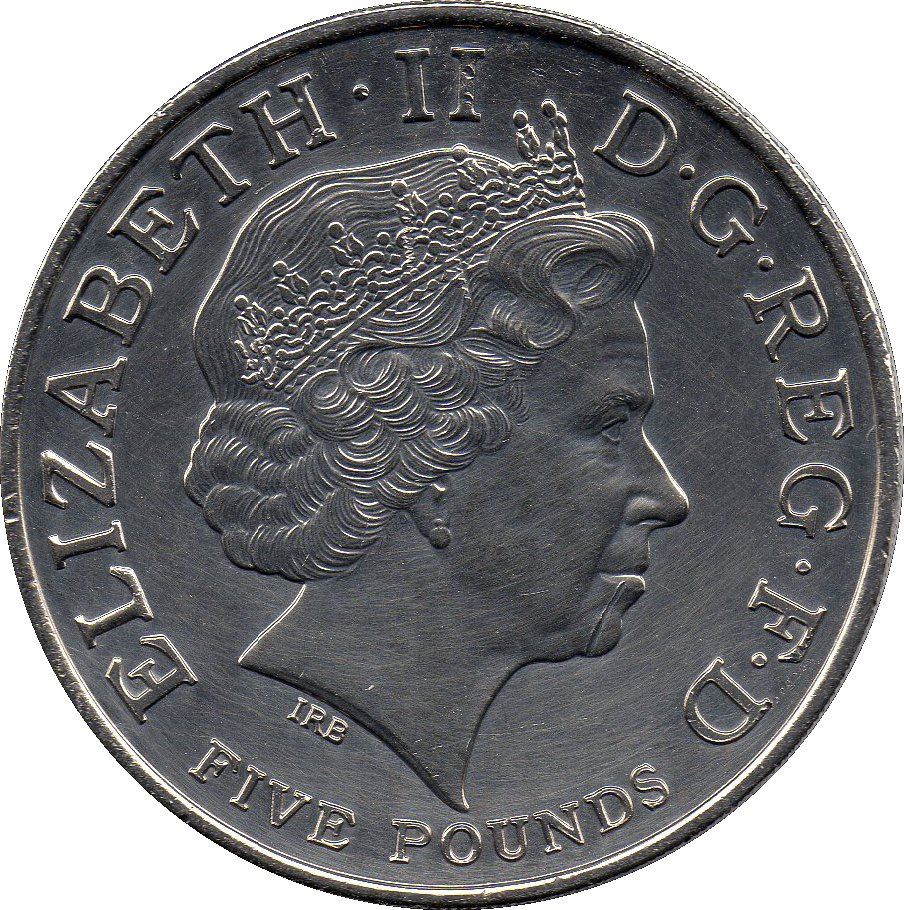 United Kingdom 5 Pounds Coin | Elizabeth II 4th portrait | Queen Elizabeth I | 2008