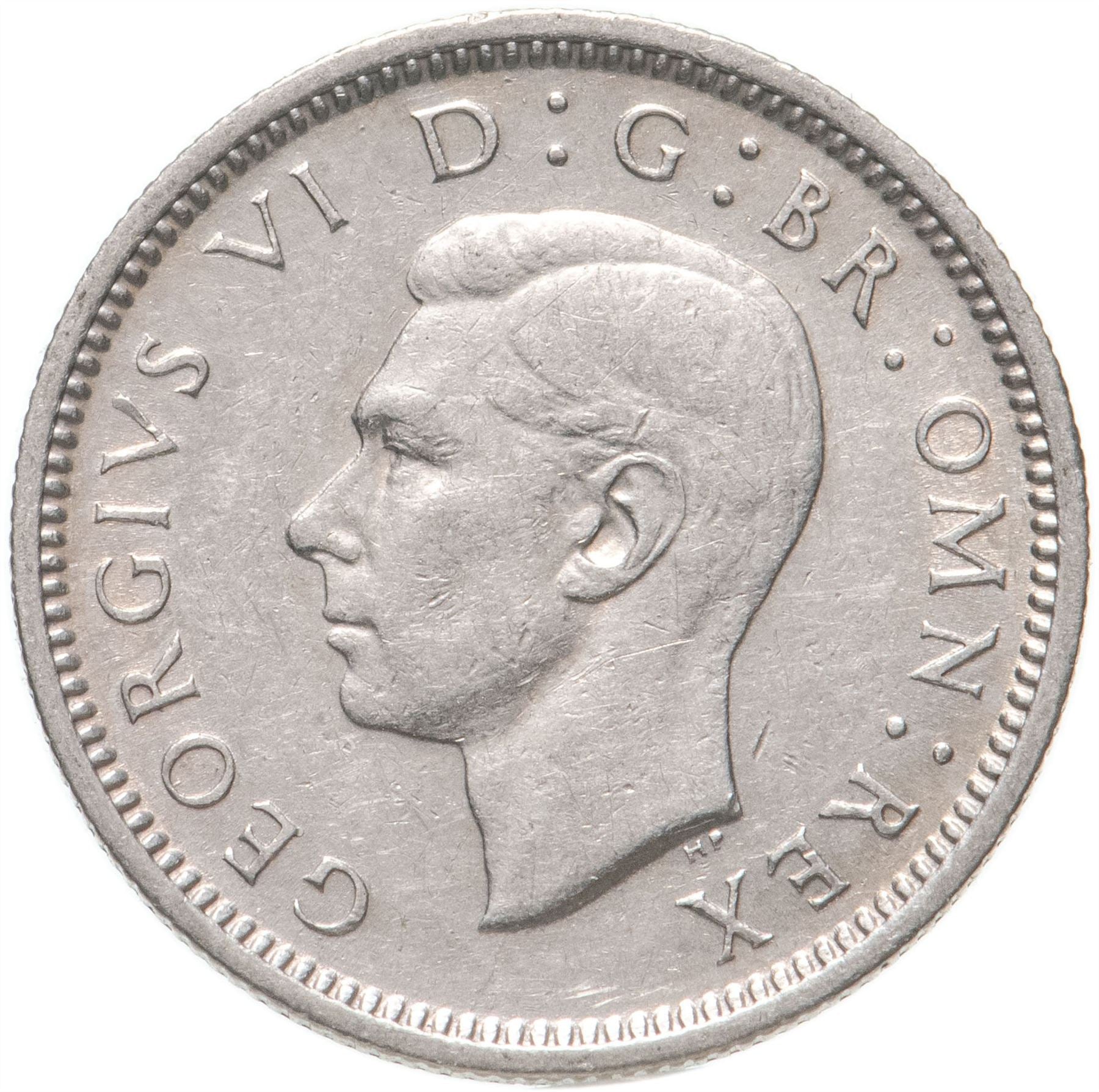 United Kingdom | 6 Pence Coin | George VI | KM:852 | 1937 - 1946