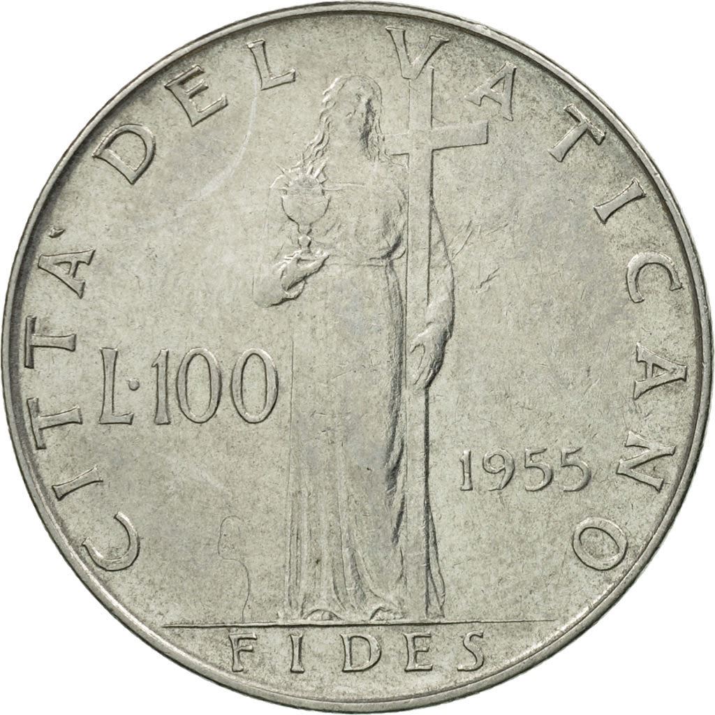 Vatican City | 100 Lire Coin | Pius XII | Km:55 | 1955 - 1958