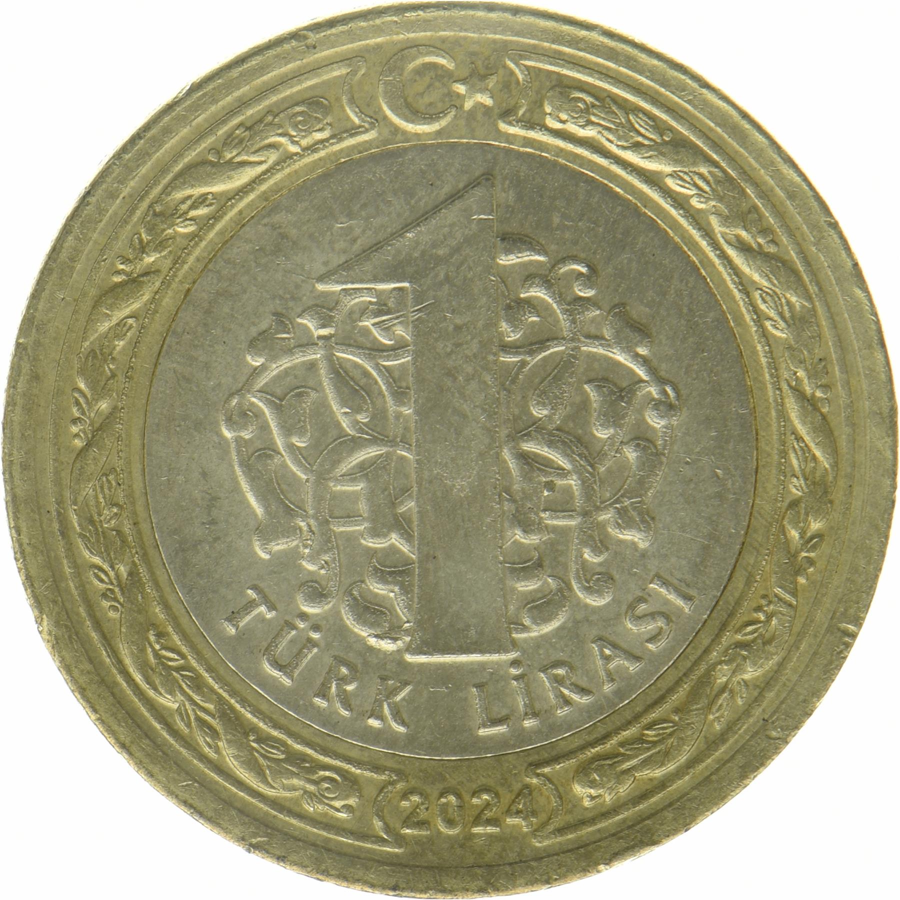 Tyrkiet | 1 Lira Mønt | Mustafa Kemal Atatürk | Halvmåne | Stjerne | Rumi | KM:1575 | 2023 - 2026