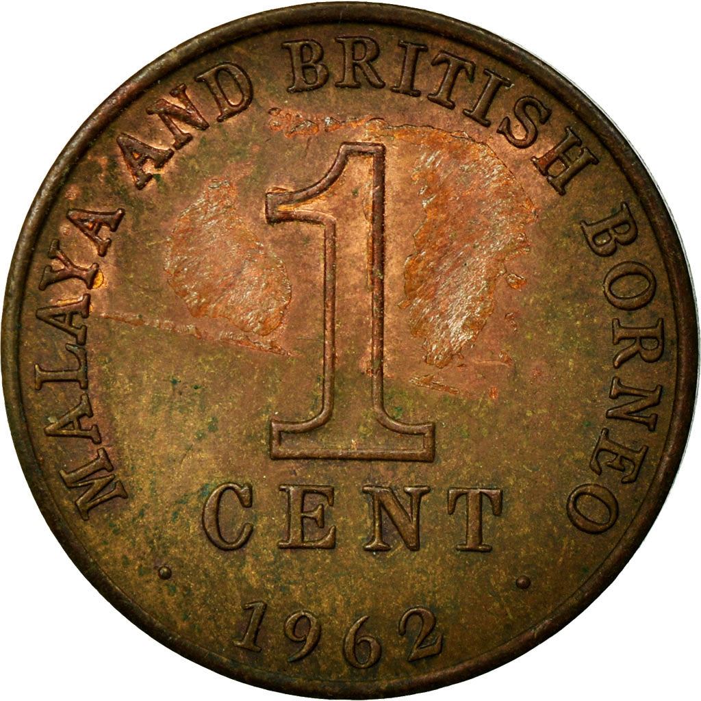 Malaya and British Borneo | 1 Cent Coin | Kris Swords | Km:6 | 1962