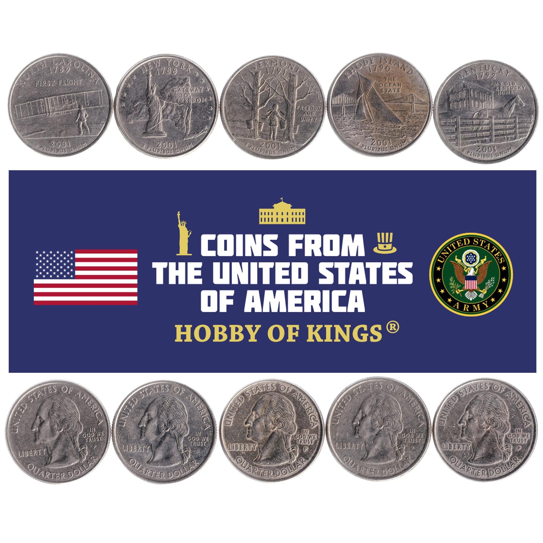 United States | 5 Coin Set | 1/4 Dollar | 2001