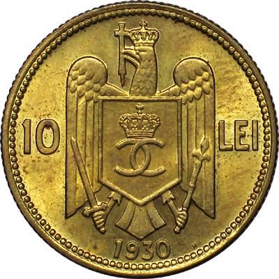 Romania | 10 Lei Coin | King Carol II | Eagle | KM49 | 1930