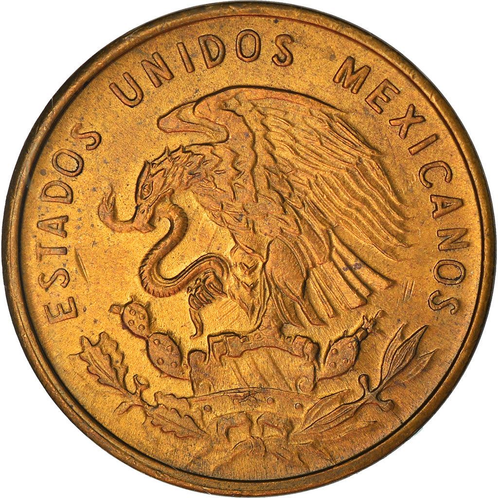 Mexico 1 Centavo Coin | National Mexico arms | Wheatear | KM417 | 1950 - 1969