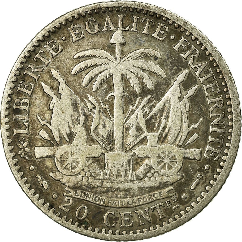 Haiti | 20 Centimes Coin | Libertine | Palm Tree | Cannon | Km:45 | 1881 - 1895