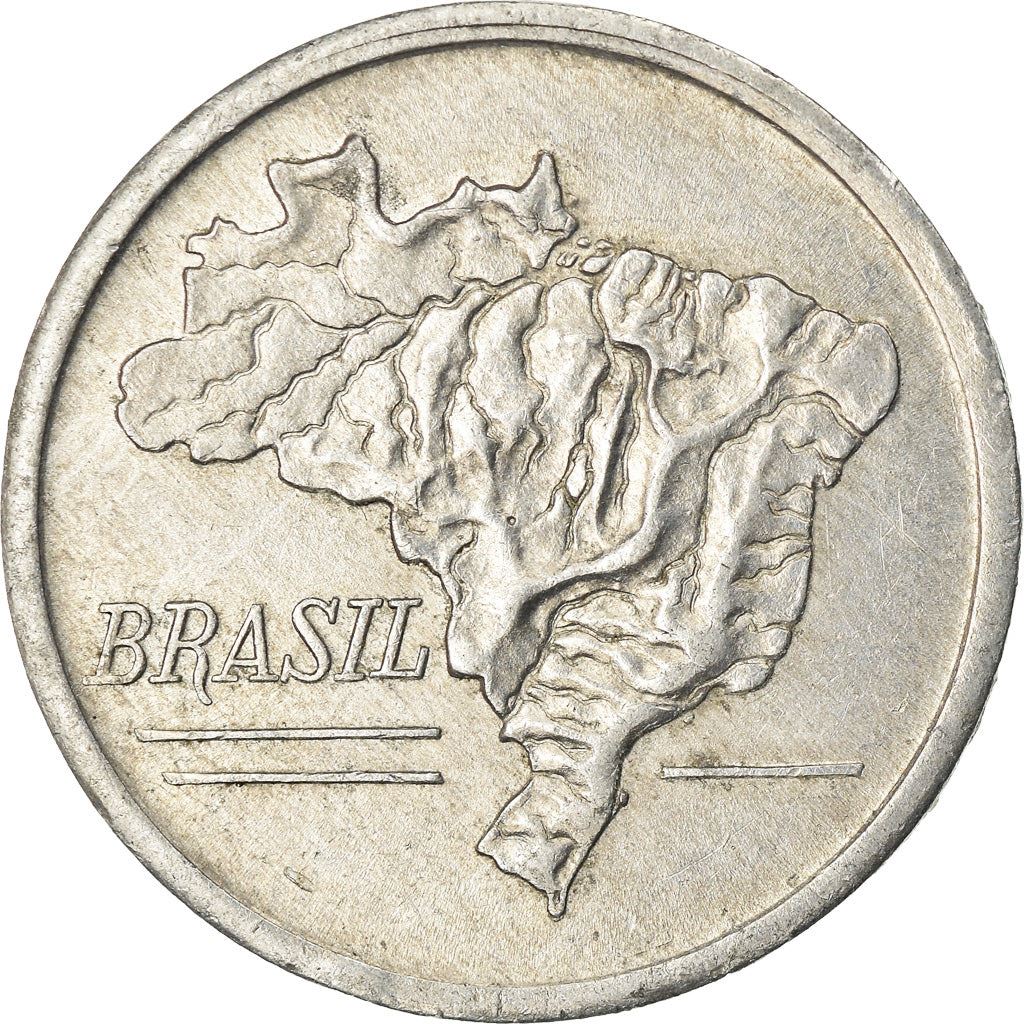 Brazil | 10 Cruzeiros Coin | Map of Brazil | Km:572 | 1965