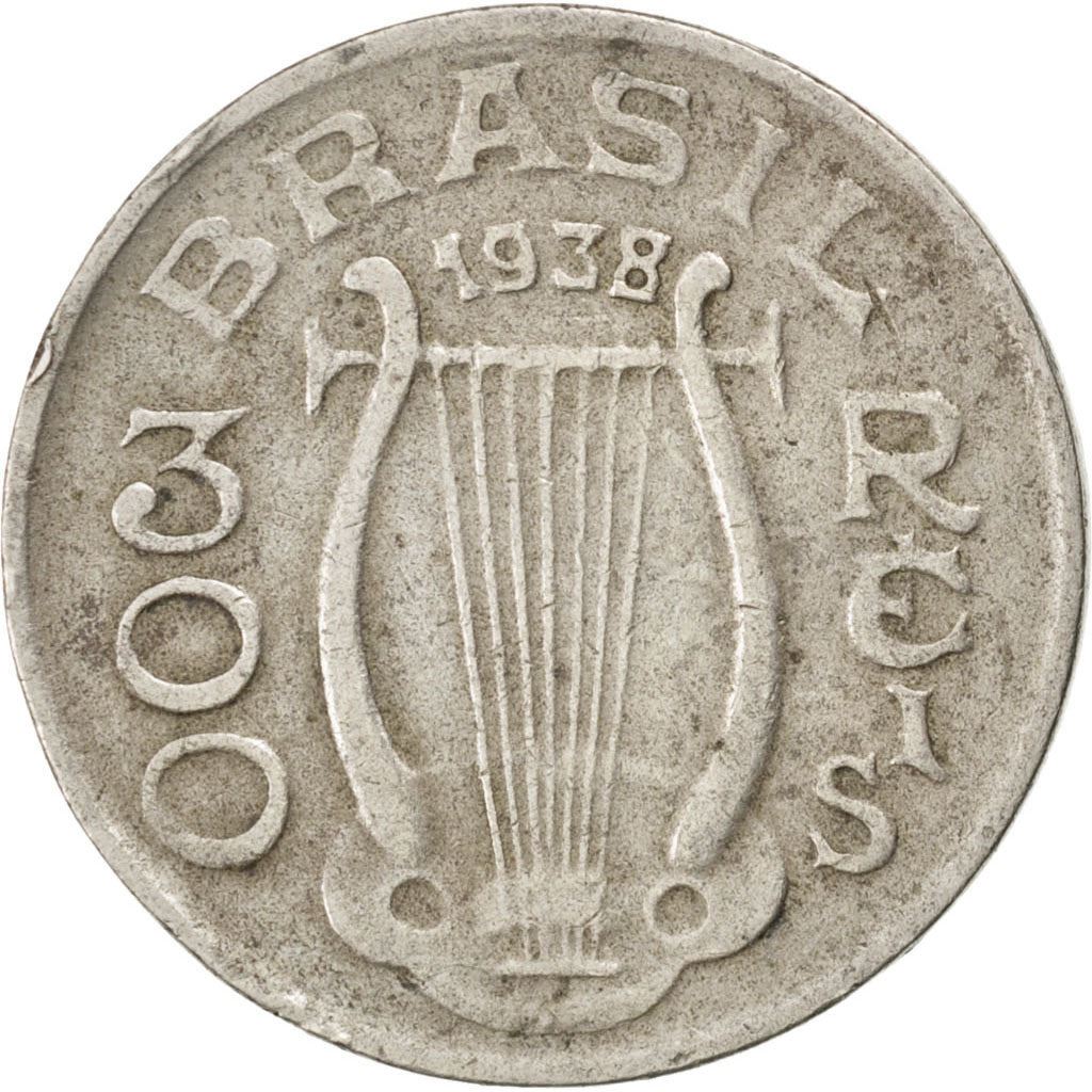 Brazil | 300 Reis Coin | Harp | Km:538 | 1936 - 1938