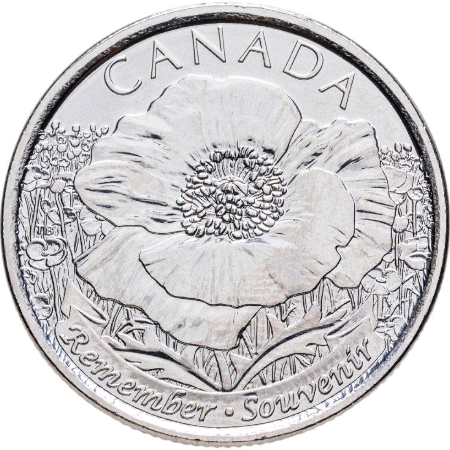 Canada | 25 Cents Coin | Remembrance | KM:1852.1 | 2015