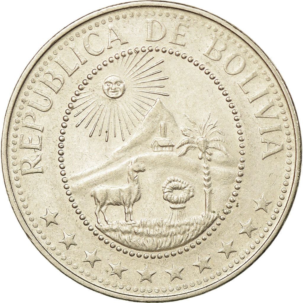 Bolivia | 20 Centavos | Nickel clad steel | Coat of Arms | KM:189 | 1965-1973