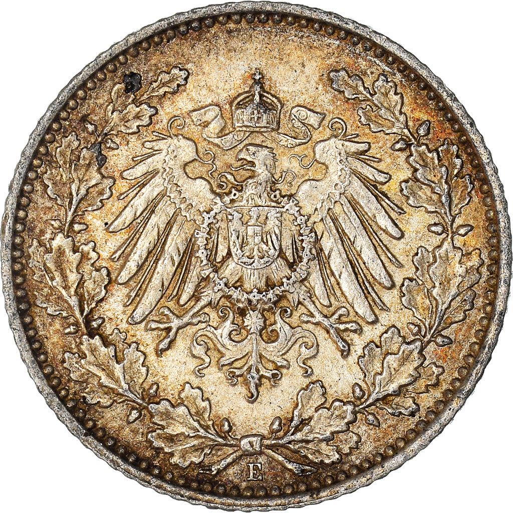 German Empire 1/2 Mark Coin | Deutsches Reich | Wilhelm II | Type 2 | KM17 | 1905 - 1919