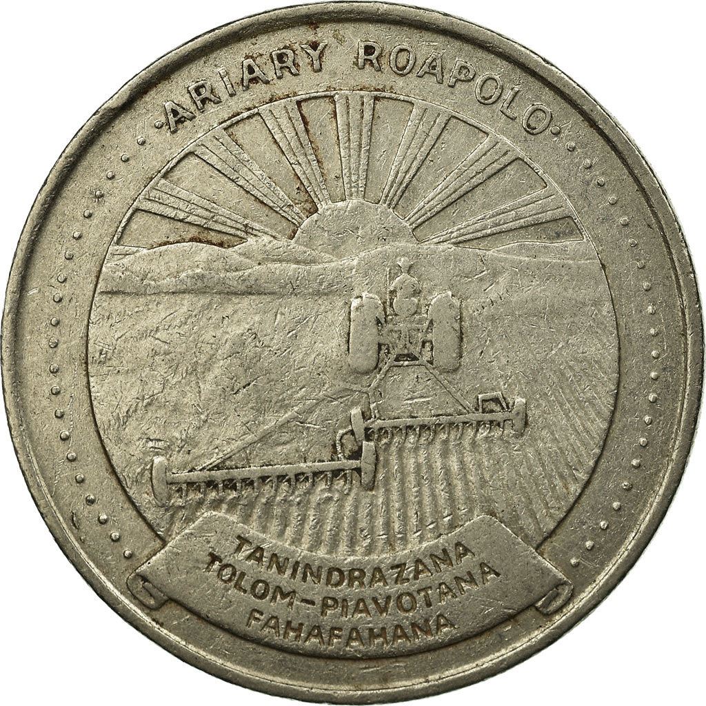 Madagascar | 20 Ariary Coin | Star | Tractor | Farmer | Km:14 | 1978