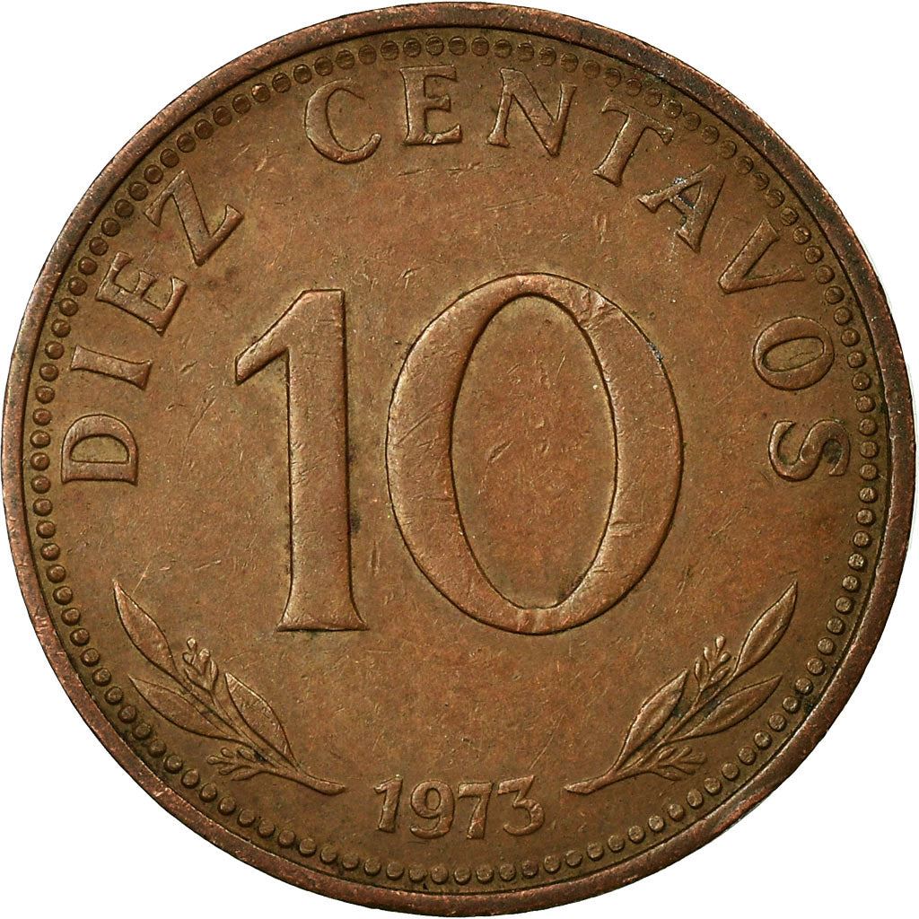 Bolivia | 10 Centavos | Copper clad steel | Coat of Arms | KM:188 | 1965-1973